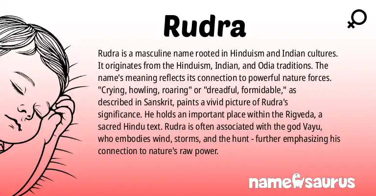 Infographic about Rudra name meaning, Rudra is a name from Hinduism, Indian, Odia, Assamese origin(s).