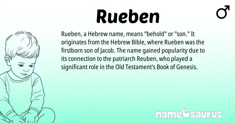 Infographic about Rueben name meaning, Rueben is a name from Hebrew origin(s).