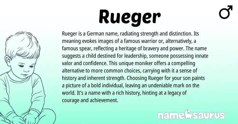 Infographic about Rueger name meaning, Rueger is a name from Germanic origin(s).