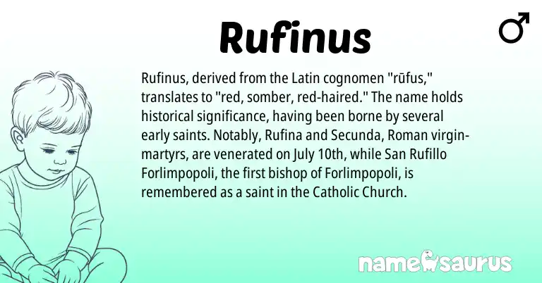 Infographic about Rufinus name meaning, Rufinus is a name from Roman, Latin origin(s).
