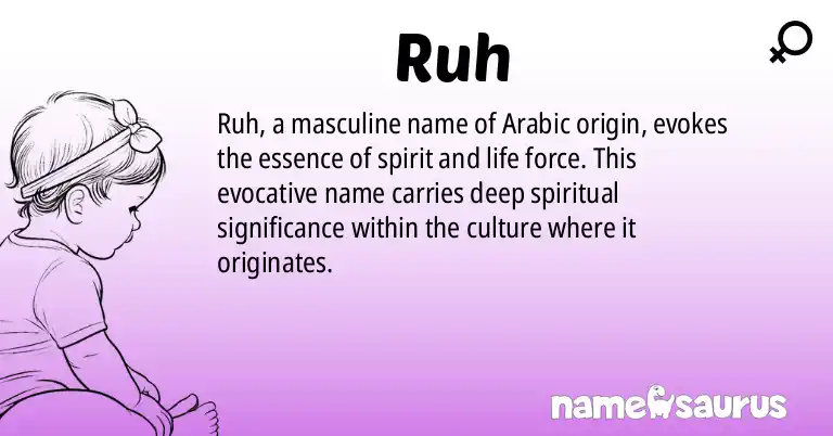 Infographic about Ruh name meaning, Ruh is a name from Arabic origin(s).