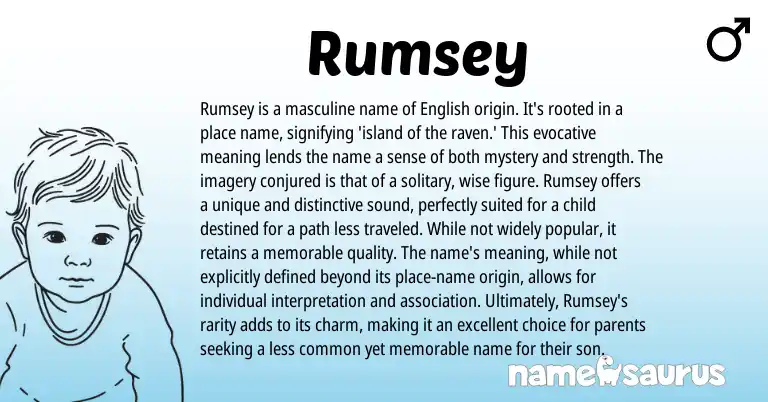Infographic about Rumsey name meaning, Rumsey is a name from English origin(s).