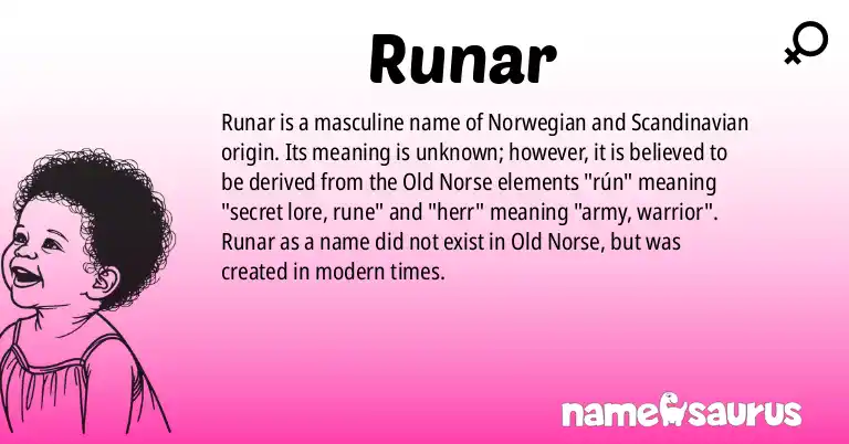 Infographic about Runar name meaning, Runar is a name from Norwegian, Scandinavian origin(s).