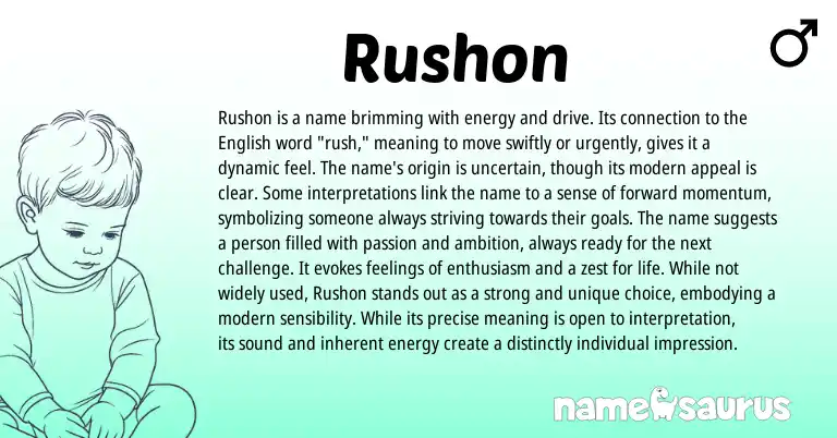 Infographic about Rushon name meaning, Rushon is a name from Persian, English origin(s).
