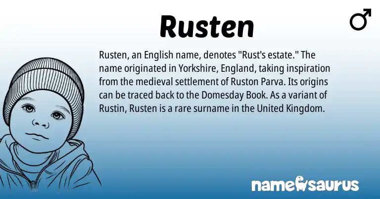 Infographic about Rusten name meaning, Rusten is a name from English, United Kingdom, England origin(s).