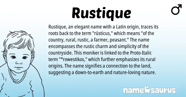 Infographic about Rustique name meaning, Rustique is a name from Latin origin(s).
