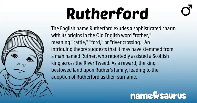 Infographic about Rutherford name meaning, Rutherford is a name from Old English, English, Scottish origin(s).