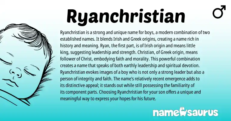 Infographic about Ryanchristian name meaning, Ryanchristian is a name from Greek, Irish origin(s).