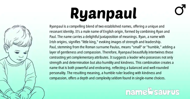 Infographic about Ryanpaul name meaning, Ryanpaul is a name from English origin(s).