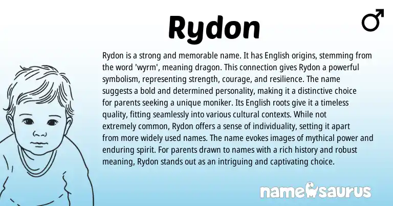 Infographic about Rydon name meaning, Rydon is a name from English origin(s).