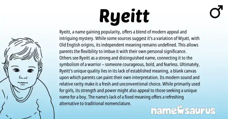 Infographic about Ryeitt name meaning, Ryeitt is a name from English origin(s).
