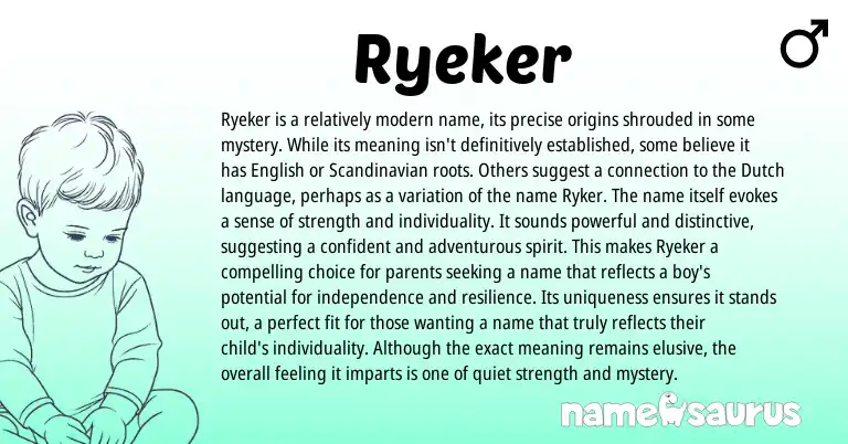 Infographic about Ryeker name meaning, Ryeker is a name from Scandinavian, English origin(s).