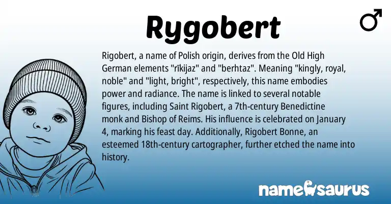 Infographic about Rygobert name meaning, Rygobert is a name from Old High German, Polish origin(s).
