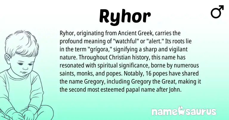 Infographic about Ryhor name meaning, Ryhor is a name from Ancient Greek origin(s).