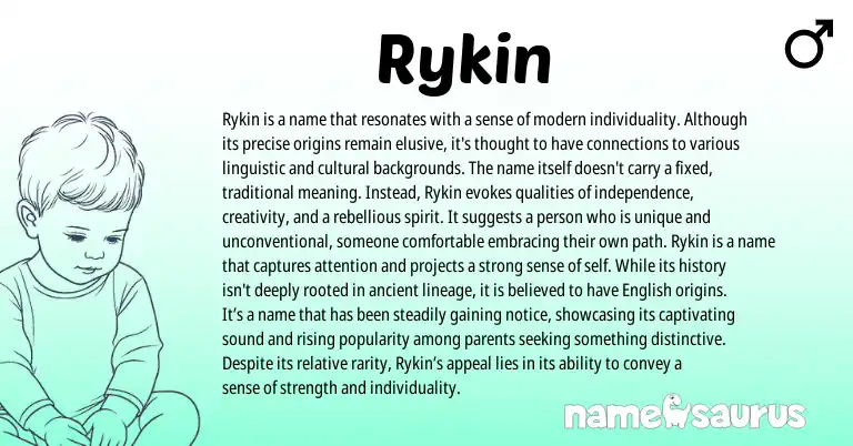 Infographic about Rykin name meaning, Rykin is a name from American origin(s).