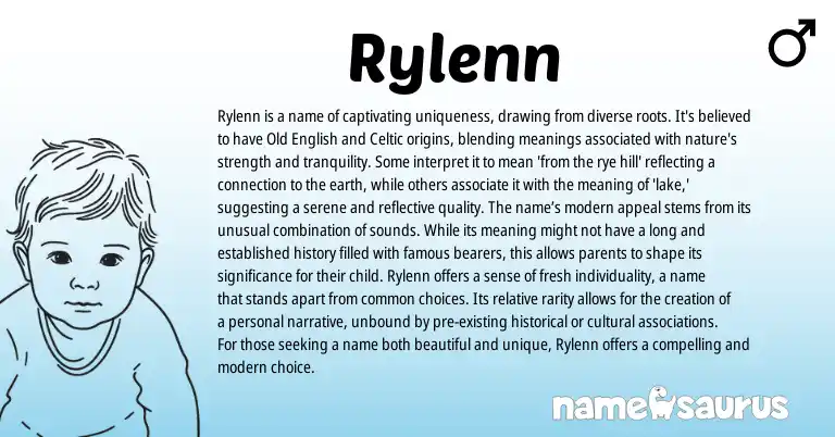 Infographic about Rylenn name meaning, Rylenn is a name from English, Celtic origin(s).