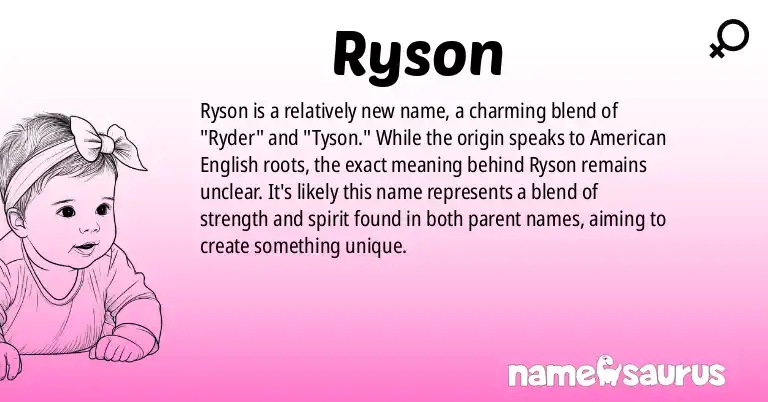 Infographic about Ryson name meaning, Ryson is a name from English (American) origin(s).