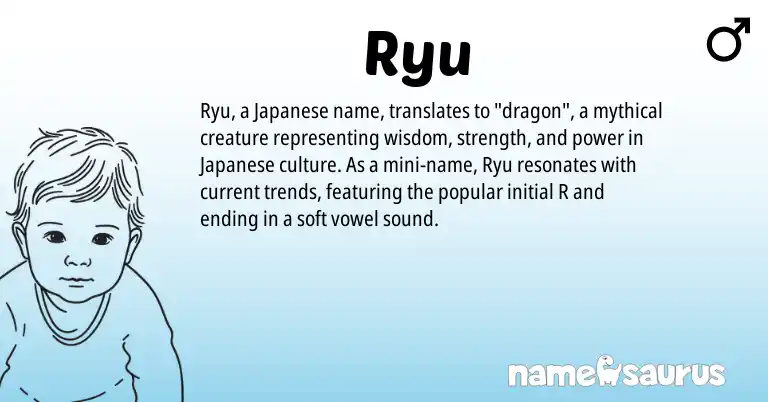 Infographic about Ryu name meaning, Ryu is a name from Japanese origin(s).