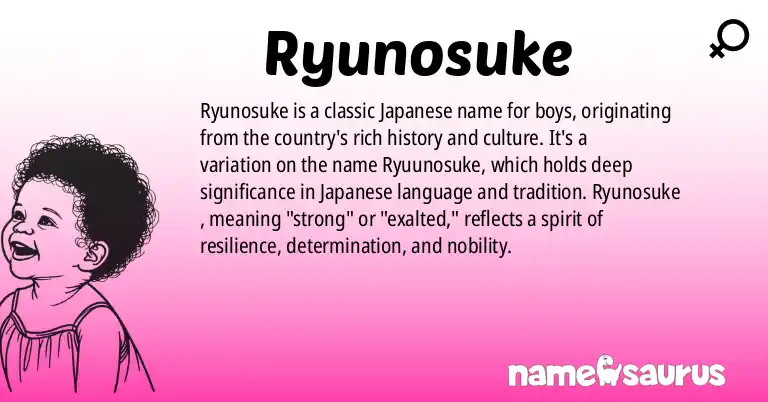 Infographic about Ryunosuke name meaning, Ryunosuke is a name from Japanese origin(s).