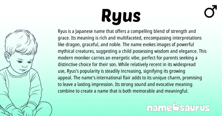 Infographic about Ryus name meaning, Ryus is a name from Japanese origin(s).