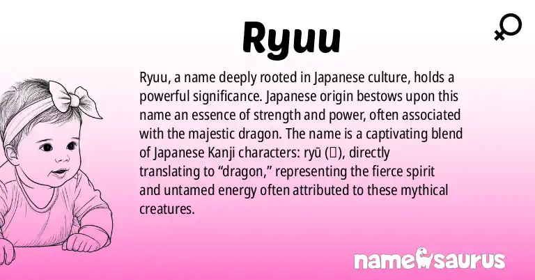 Infographic about Ryuu name meaning, Ryuu is a name from Japanese origin(s).