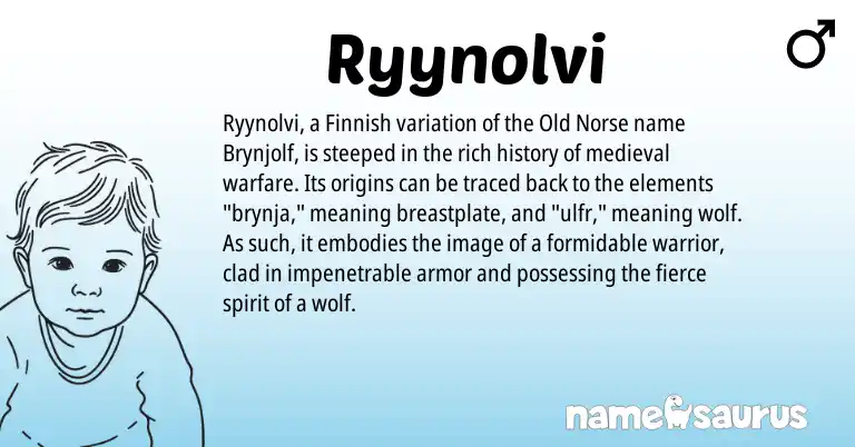 Infographic about Ryynolvi name meaning, Ryynolvi is a name from Old Norse, Finnish origin(s).
