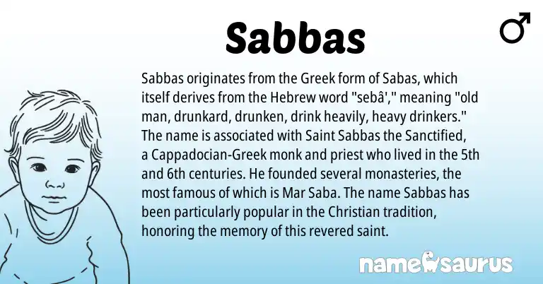 Infographic about Sabbas name meaning, Sabbas is a name from Hebrew, Greek origin(s).