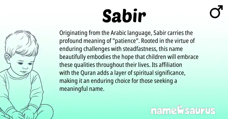 Infographic about Sabir name meaning, Sabir is a name from Arabic origin(s).