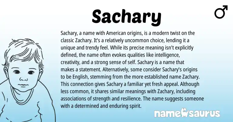 Infographic about Sachary name meaning, Sachary is a name from English, American origin(s).