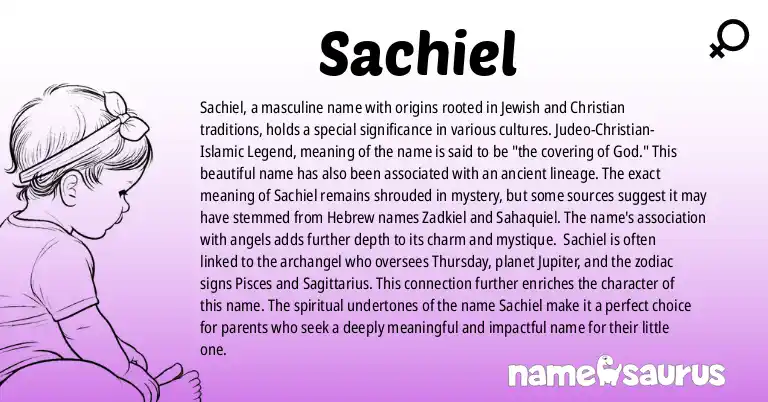 Infographic about Sachiel name meaning, Sachiel is a name from Judeo-Christian-Islamic Legend, Hebrew origin(s).