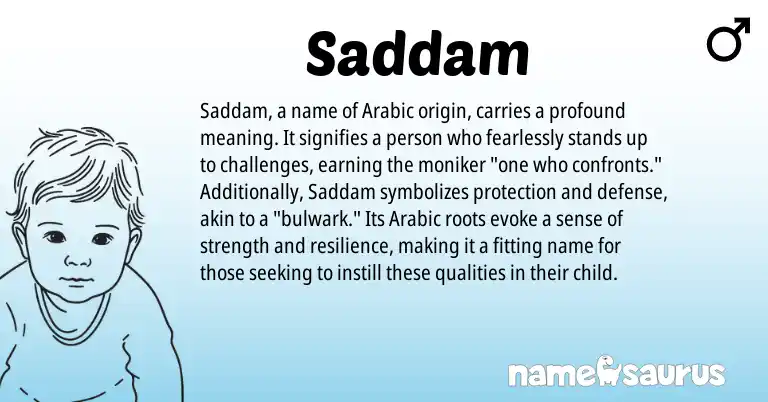 Infographic about Saddam name meaning, Saddam is a name from Arabic origin(s).