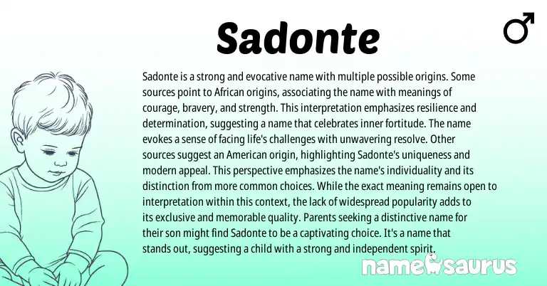 Infographic about Sadonte name meaning, Sadonte is a name from African origin(s).