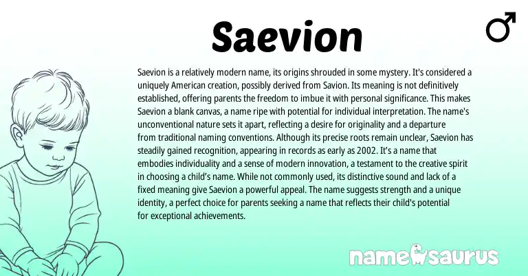 Infographic about Saevion name meaning, Saevion is a name from Other origin(s).