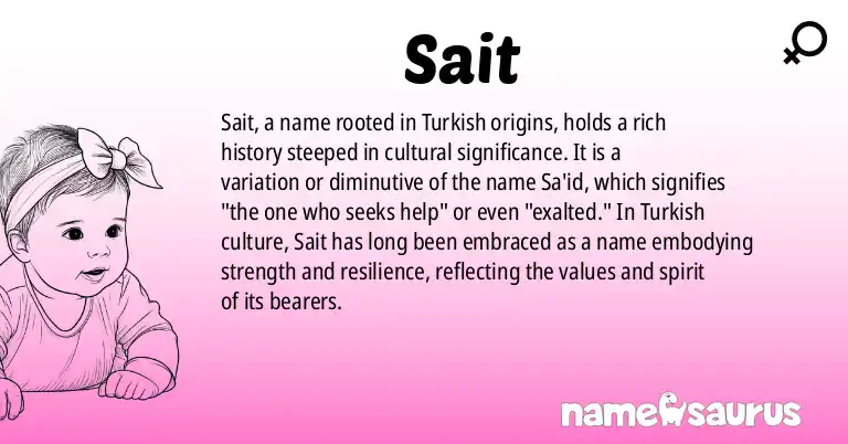 Infographic about Sait name meaning, Sait is a name from Turkish origin(s).