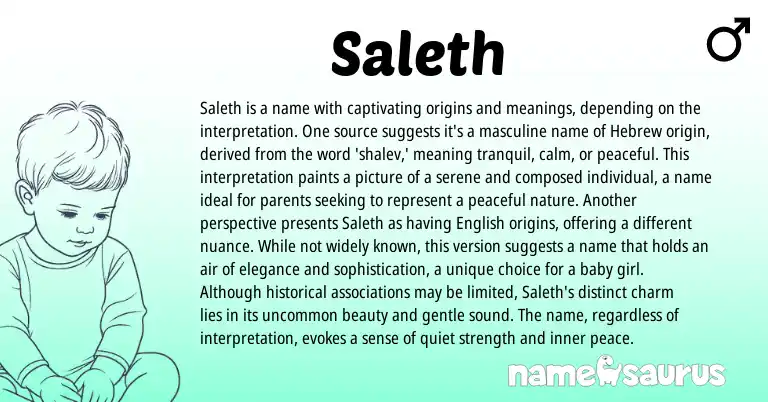 Infographic about Saleth name meaning, Saleth is a name from Hebrew origin(s).