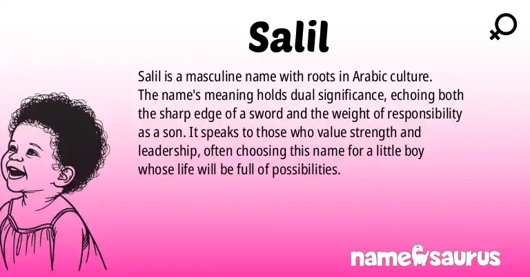Infographic about Salil name meaning, Salil is a name from Arabic origin(s).