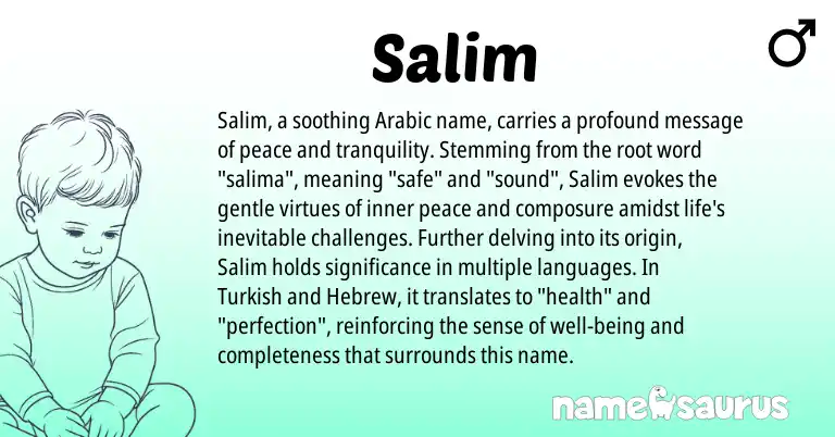 Infographic about Salim name meaning, Salim is a name from Arabic, Turkish, Hebrew origin(s).