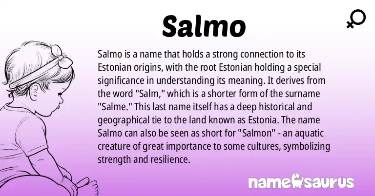 Infographic about Salmo name meaning, Salmo is a name from Estonian origin(s).