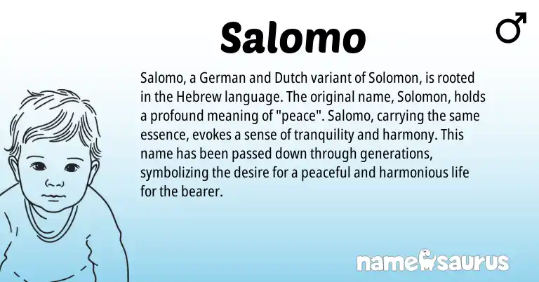 Infographic about Salomo name meaning, Salomo is a name from German, Dutch, Hebrew origin(s).