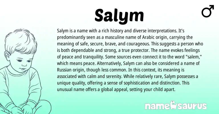 Infographic about Salym name meaning, Salym is a name from Arabic origin(s).