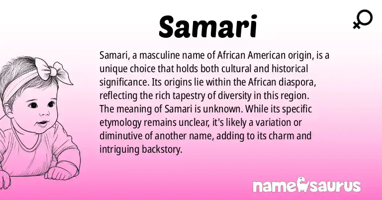 Infographic about Samari name meaning, Samari is a name from African American origin(s).