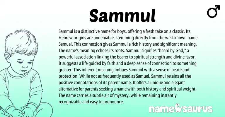Infographic about Sammul name meaning, Sammul is a name from Hebrew origin(s).