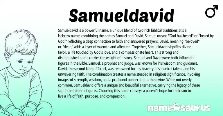 Infographic about Samueldavid name meaning, Samueldavid is a name from Hebrew origin(s).