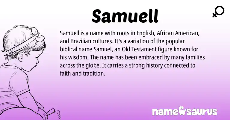 Infographic about Samuell name meaning, Samuell is a name from English, African American, Brazilian origin(s).