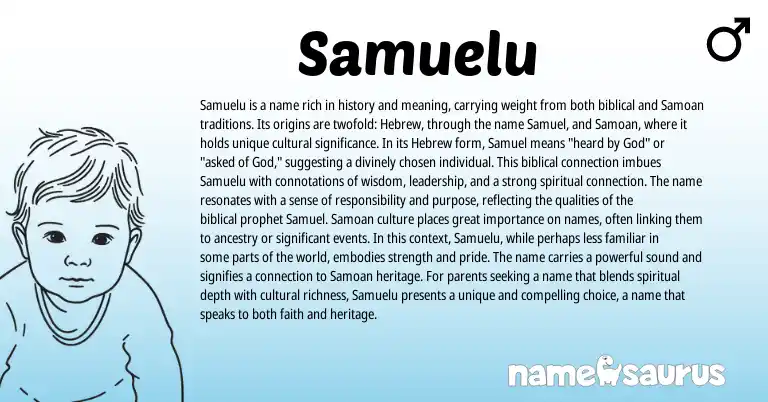 Infographic about Samuelu name meaning, Samuelu is a name from Hebrew, Biblical origin(s).
