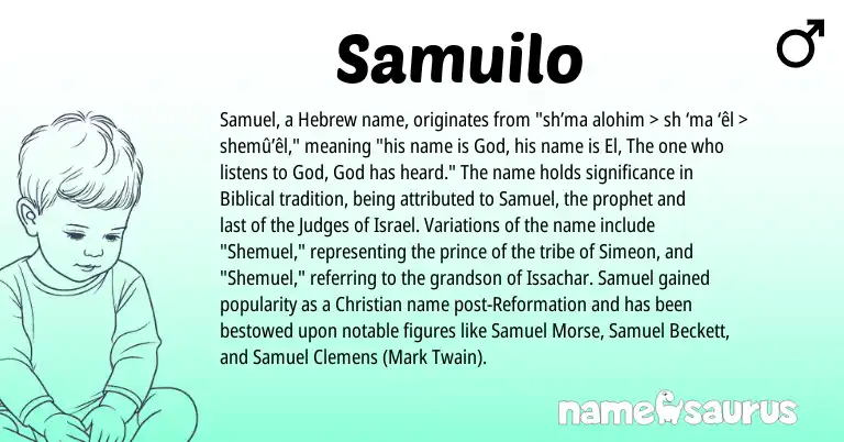 Infographic about Samuilo name meaning, Samuilo is a name from Hebrew origin(s).