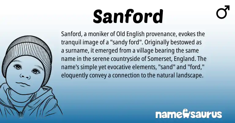 Infographic about Sanford name meaning, Sanford is a name from Old English, England origin(s).