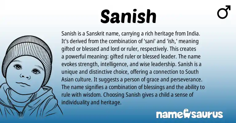 Infographic about Sanish name meaning, Sanish is a name from Indian, Sanskrit origin(s).