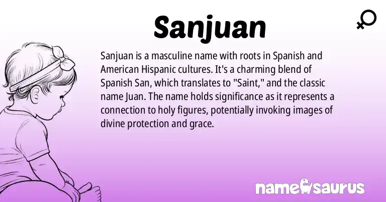 Infographic about Sanjuan name meaning, Sanjuan is a name from Spanish (Mexican), American (Hispanic) origin(s).