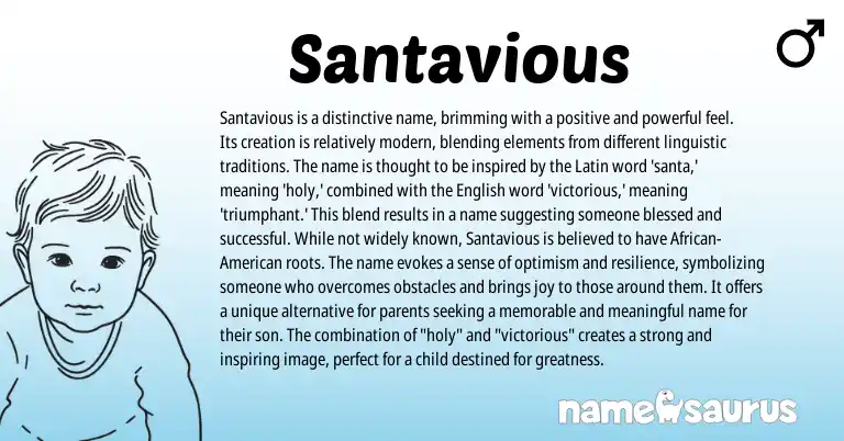Infographic about Santavious name meaning, Santavious is a name from Latin, English origin(s).